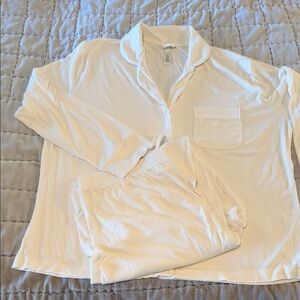 SKIMS White Ribbed Long Sleeve Pajama Set